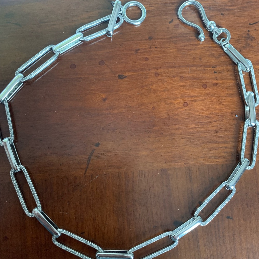 Silver Pave’ Link Necklace